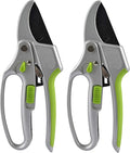 Garden Guru 2 in 1 Ratchet Pruning Shears Clippers – 4X Cutting Power – Ratcheting Garden Anvil Pruners Scissors - Ergonomic Grip - Makes Tough Cuts Easy - Great for Seniors & Arthritic Hands (2 Pack)