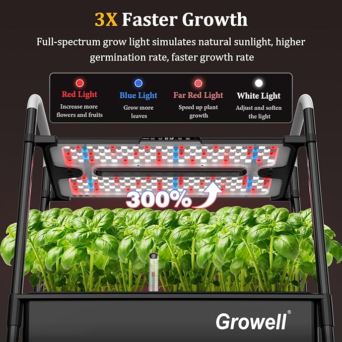 Hydroponics Growing System Kit, 81 Pods Vertical Indoor Herb Garden with Smart LED Grow Light, Auto Circulating Water Pump Each Tier, 42L Hydroponic Gardening Systems for Ideal Gifts (Black)
