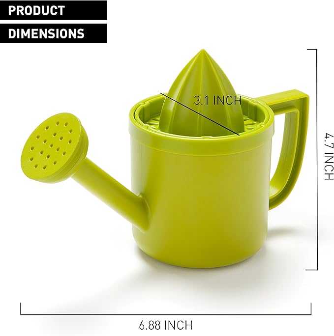 Peleg Design Lemoniere Original Watering Can-Shaped Manual Hand Juicer, Green Plastic Squeezer with Pourer for Lemon or Citrus Juice with Flip Lid for Storage