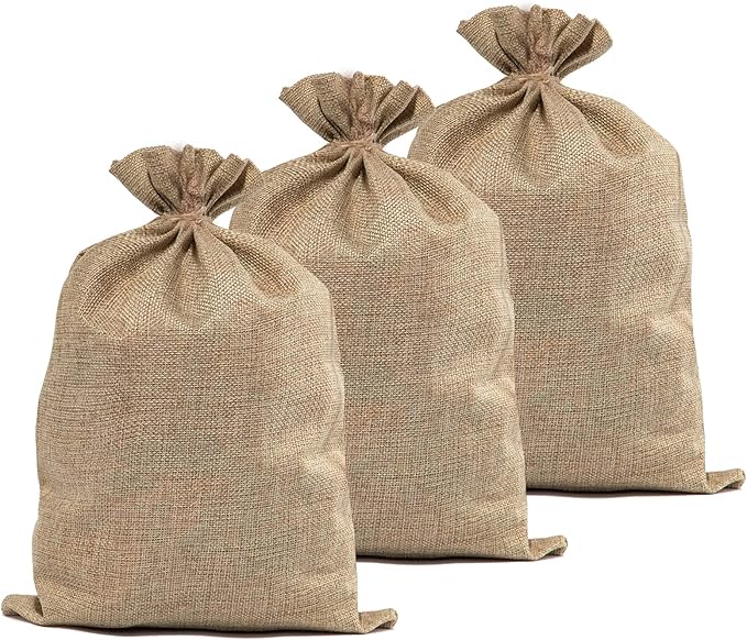 Burlap Bags- 20" × 30" Natural Jute Burlap Sacks, Reusable Plant Grow Bags Root Vegetable Holders Strong Potato Sacks for Gardening Planting Food Storage