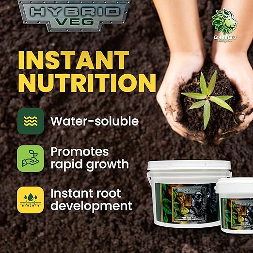 GreenGro Hybrid Veg, Water-Soluble Fertilizer for Plants, Highly Concentrated Liquid Plant Food for Indoor & Outdoor Gardens 12-12-12 6lb
