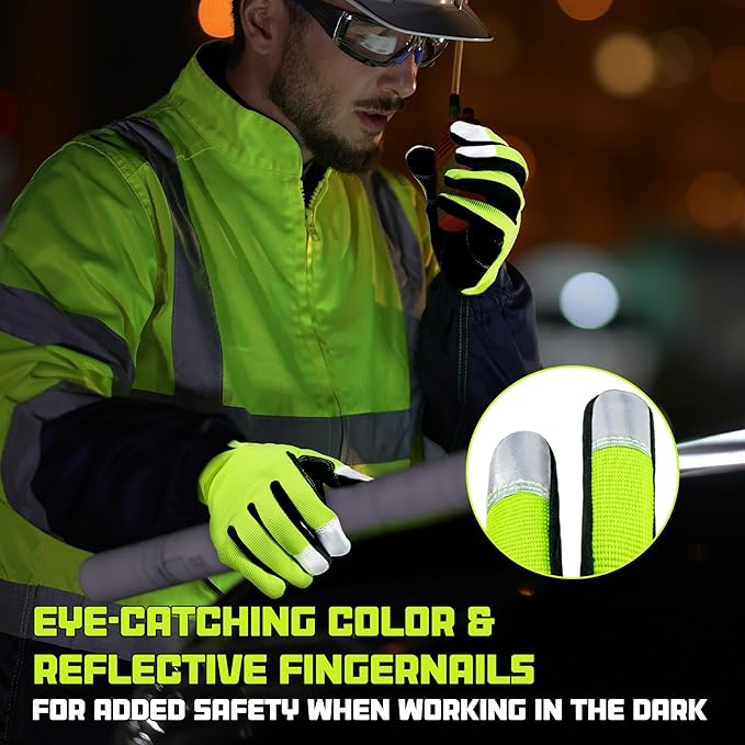 HANDLANDY Work Gloves for Men & Women, Utility Mechanic Working Gloves Touch Screen, Flexible Gardening Gloves for Yard