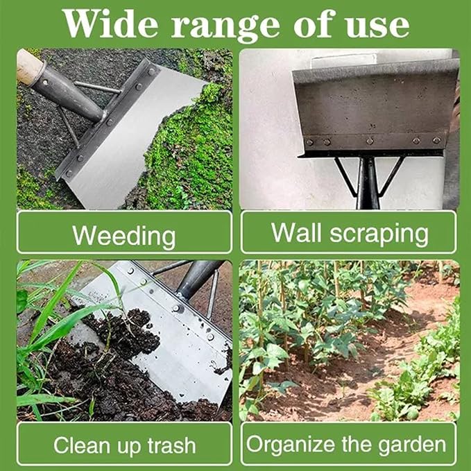 Multifunctional Cleaning Shovel, Gardscraper Garden Cleaning Shovel Flat Shovel, Manganese Steel Garden Spade Shovel, Heavy Duty Garden Tool for Digging, Lawn Edging, Weed Removal (23cm/9in)