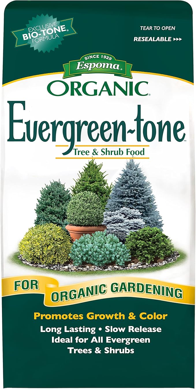 Espoma Organic Evergreen-Tone 4-3-4 Natural & Organic Fertilizer and Plant Food for Evergreen Trees & Shrubs. 8 lb. Bag. Use for Planting & Feeding to Promote Optimum Growth