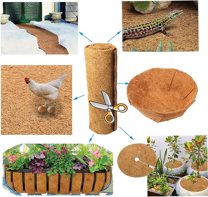 SUNYAY 12x80 inch Natural Coco Liner Roll Coconut Coir Liner Sheets Coco Mat for Planter Window Box Flower Basket Garden Decoration Animal Pet Pad Liner