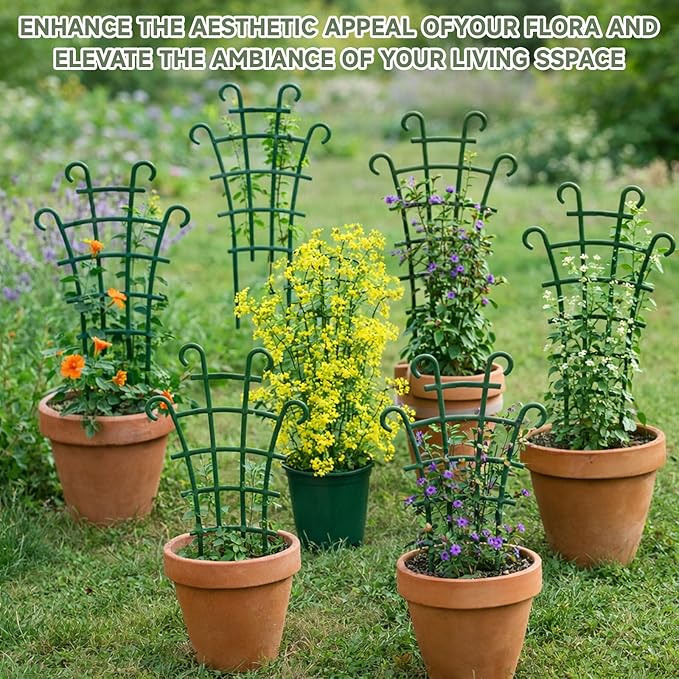 6 Pack Stackable Plant Support for Indoor Gardening, Plant Trellis Indoor, Trellis for Potted Plants, Vertical Growth Solution for Climbing Plants, PP Material Indoor Plant Trellis for Potted Plants