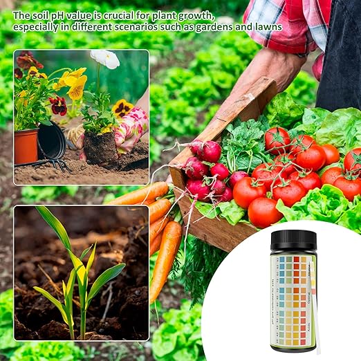 Oil pH Test Kit 100 Accurate pH Test Strip, Accurate & Easy-to-Use Soil Tester for Garden, Easy Soil Testing on Gardens, Lawns, Vegetables, Compost & Dirt, 4 Color Color Block