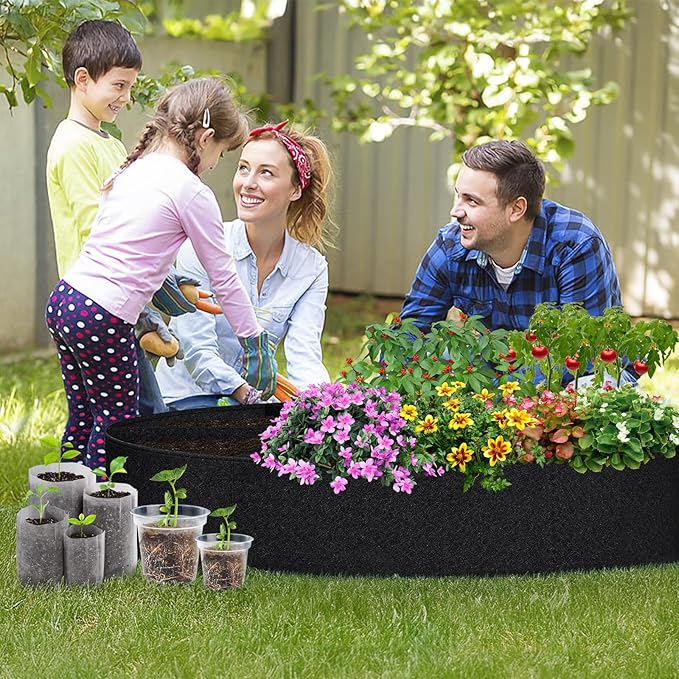 GREANER Fabric Raised Garden Bed, 3x1FT Garden Growing Bags with 7 Grids, Above Ground Planters for Vegetable Garden, Garden Containers Outdoor for Vegetables Flowers Plants