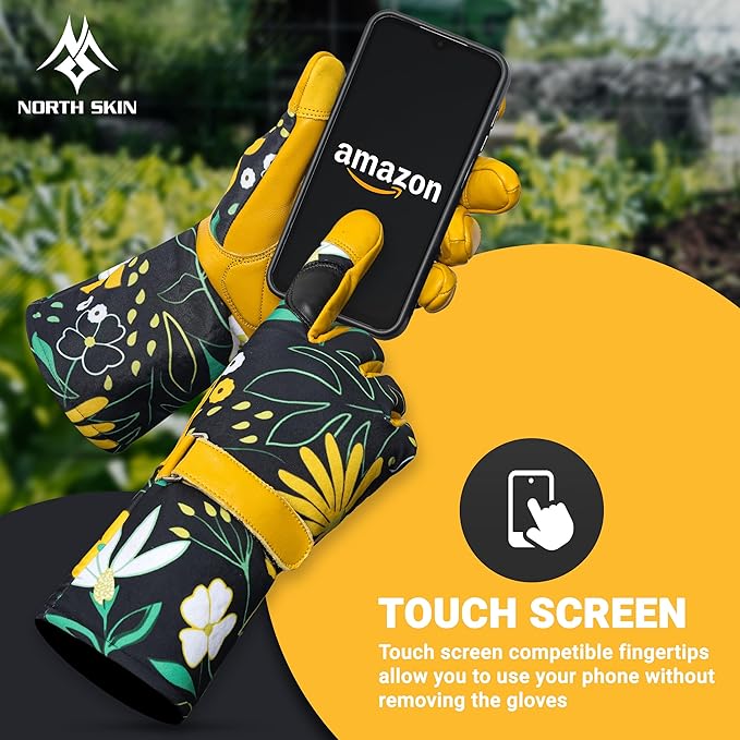 Thorn-Proof Gardening Working Gloves with Touch Screen Support, Long-Sleeve Pruning Gloves for Garden, Mechanics