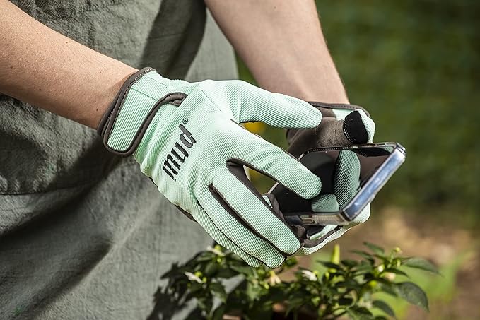 Women's Synthetic Leather Palm Garden Gloves, Touchscreen Capable, Abrasion Resistant, Hook and Loop Closure