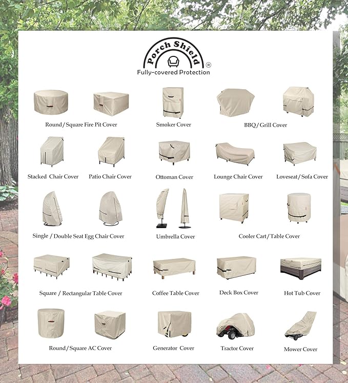 Porch Shield Patio Deck Box Storage Cover - 600D Outdoor Waterproof Cover for 150-230 Gallon Box Tear Resistant Rectangular Fire Pit Table Covers 61 x 28 x28 inch Beige