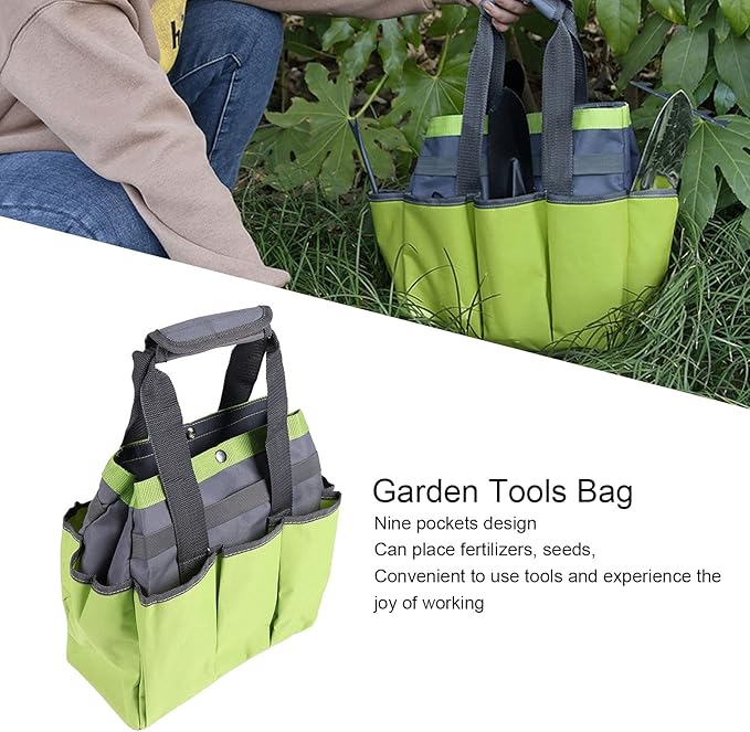 Restokki Large Capacity Tool Storage Bag Portable Garden Tool Organizer for Gardening Planting Picnic