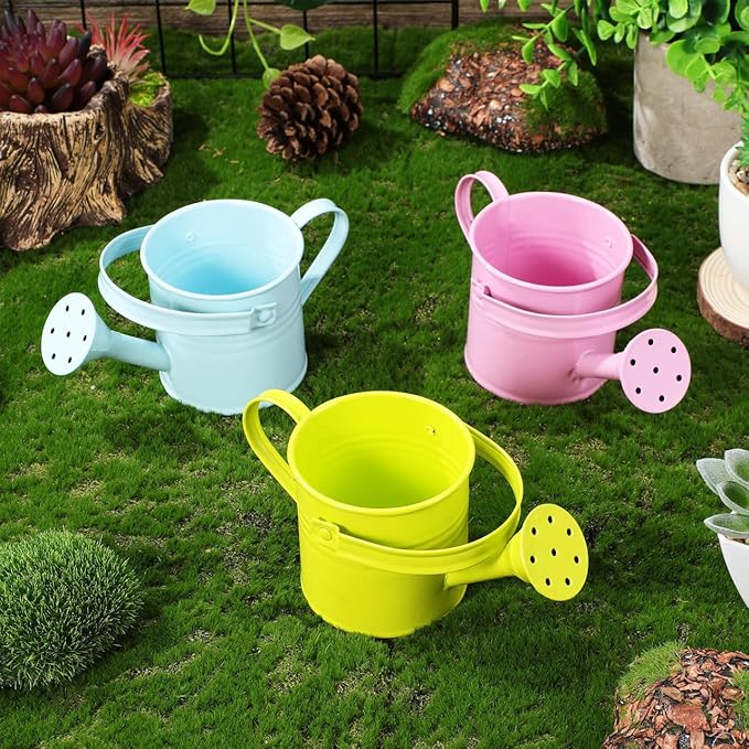 TOYANDONA 5pcs Mini Watering Cans - Small Watering Cans Garden Metal Iron Water Pot for Plants Flowers Bonsai Indoor Outdoor Garden (Random Color)