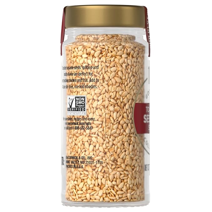 McCormick Gourmet Collection Toasted Sesame Seed, Non GMO, Kosher, Our Best Herbs & Spices, Toasty Flavor, Golden Color, Elevate Stir-Fry, Sushi, Rice, Salmon, Baked Goods, Salad & More, 1.62 oz