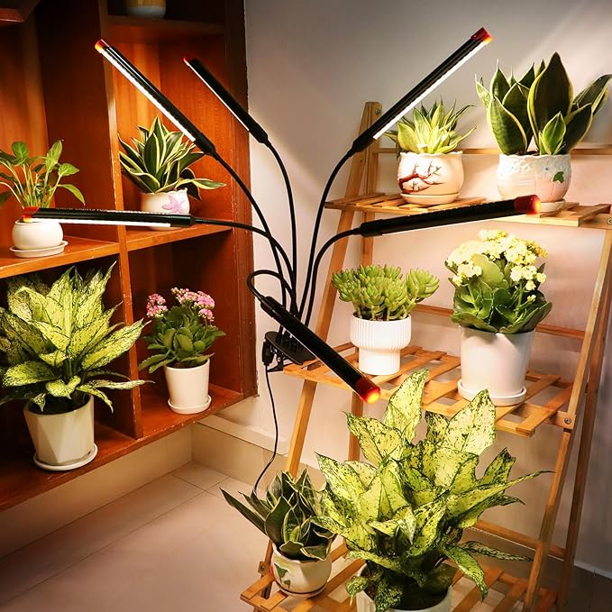 FECiDA Gamechanger 2026 54 Watt Power Draw, NO Need Adapter, 6Head Strong Clip Grow Lights for Indoor Plants with 4/8/12/16/20H Timer, LED Plant Growing Lamps for Houseplants, Bonsai, Seed Starting