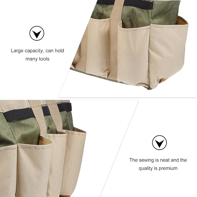 Alipis Garden Tool Container and Portable Oxford Cloth Garden Tote Bag with Multi-pocket Storage for Outdoor Gardening Tools Organizer