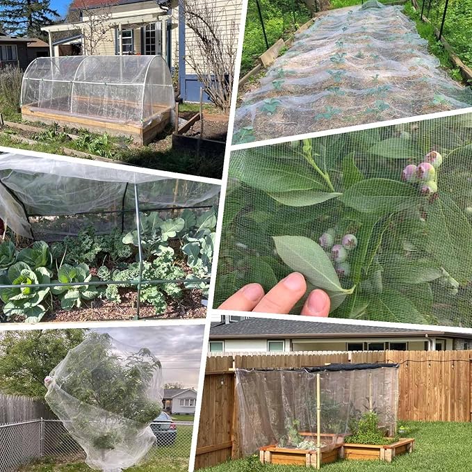 KLEWEE Thicker Garden Netting for Raised Beds, 10 x 33 FT Ultra Fine Garden Mesh Netting Barrier Screen Protection Netting for Vegetable Plants Fruits Flowers Crops Row Covers