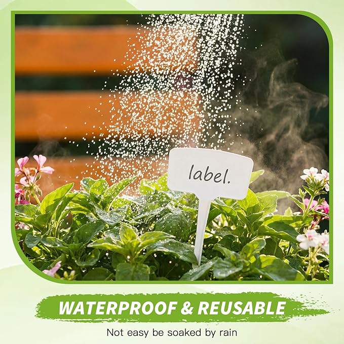 Chunful 50 Pcs Large Plant Label Signs 15.7 Inch Plant Markers Plastic Garden Label Stakes Waterproof T Type Tags Nursery Garden Signs with Marker Pen for Flower Herb Pot