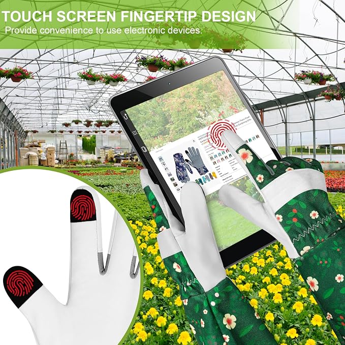 Leather Long Gardening Gloves for Women Thorn Proof Garden Gloves Yard Working Gloves
