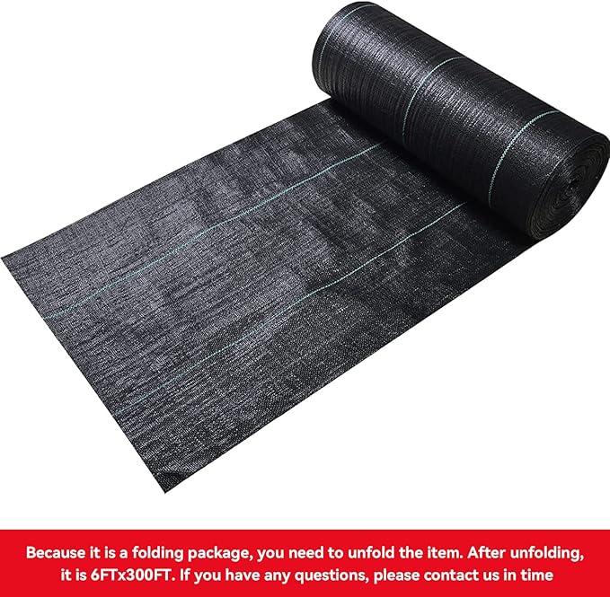 3.2oz-6ftx300ft Weed Barrier Landscape Fabric Heavy Duty, Weed Block Gardening Ground Cover Mat, Weed Control Garden Cloth, Woven Geotextile Fabric for Underlayment, Commercial Driveway Fabric