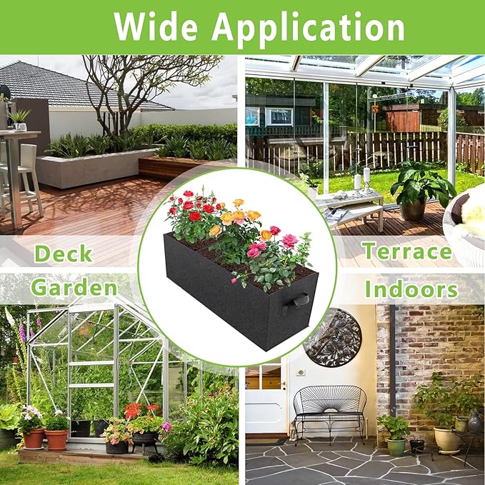 3 Pack Fabric Raised Garden Bed, 22 Gallon 3x1x1 FT Garden Growing Bags with Handle, 3 Grids Breathable Garden Grow Bed Bag Grow Planter Bags Plant Bed for Planting Vegetables, Flowers and Herbs
