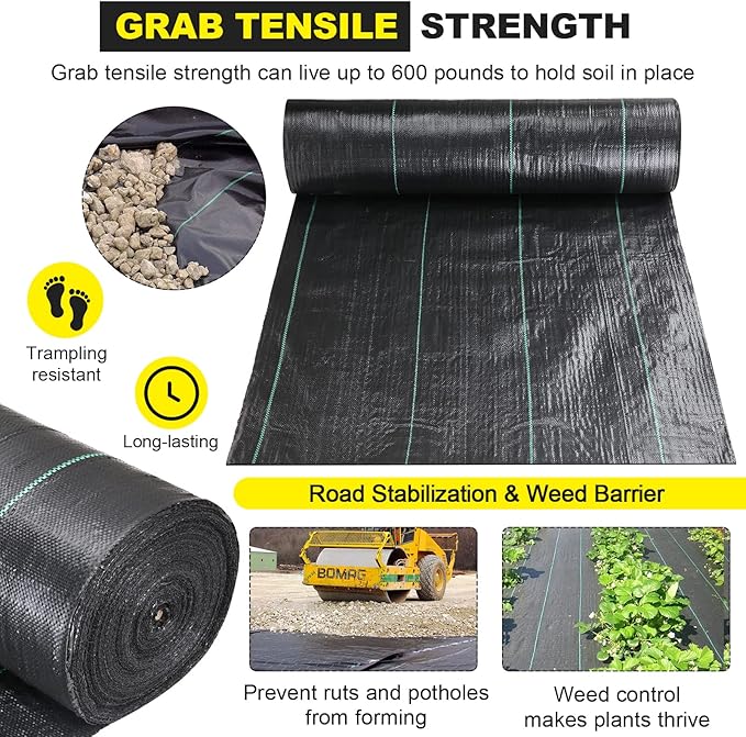 DWALE Driveway Fabric,13x115 ft Road Fabric Commercial Weed Barrier Fabric, Landscape Fabric Heavy Duty 5OZ French Drain Fabric for Erosion Control,Landscape Fabric,Weed Barrier,Construction Projects