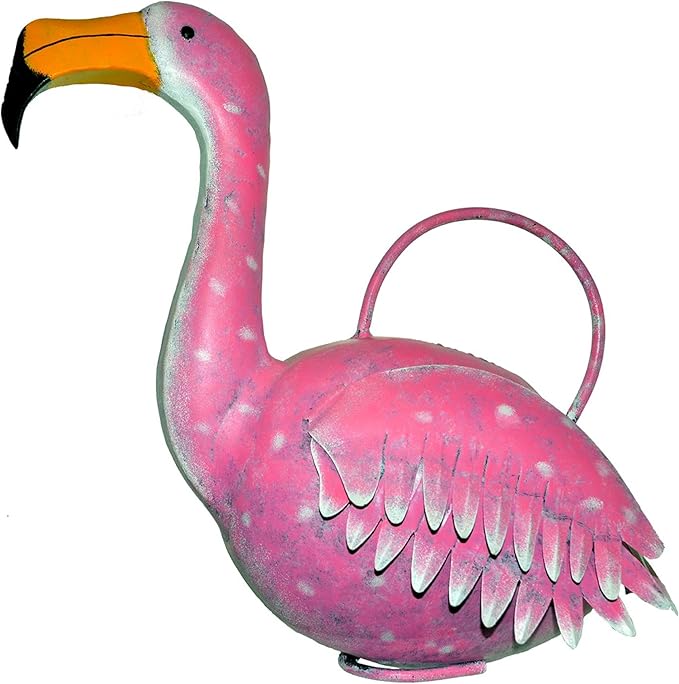 Gift Essentials Decorative Metal Flamingo Watering Can – Pink Novelty Indoor/Outdoor Garden Tool – Hand-Painted Powder-Coated Metal – Unique Gift for Gardeners – Model GEBLUEG575