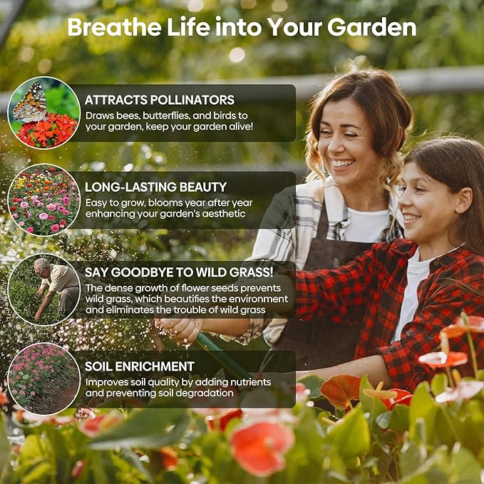 All Perennial Wildflower Seeds Bulk, 1/4 lb, 100,000+ Seeds, 26 Variety Mix with Milkweek, California Blue Bell, Attracts Pollinators, Plant in Spring or Fall, Zones 3, 4, 5, 6, 7, 8, 9, 10
