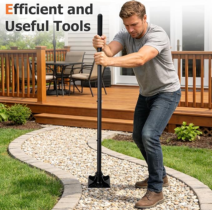 Tamper Tool, 59 Inch Long Handle Tamper Tool with Comfortable Grip,Heavy Duty Metal Garden Tool for Leveling Soil, Gravel,Driveway, Garden, Yard