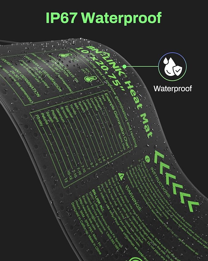 BN-LINK Seedling Heat Mat with Thermostat Controller Combo Set, 4 Pack 10" x 20.75" Plant Heating Mat for Seed Starting with Temperature Control for Indoor Growing, Plants Germination