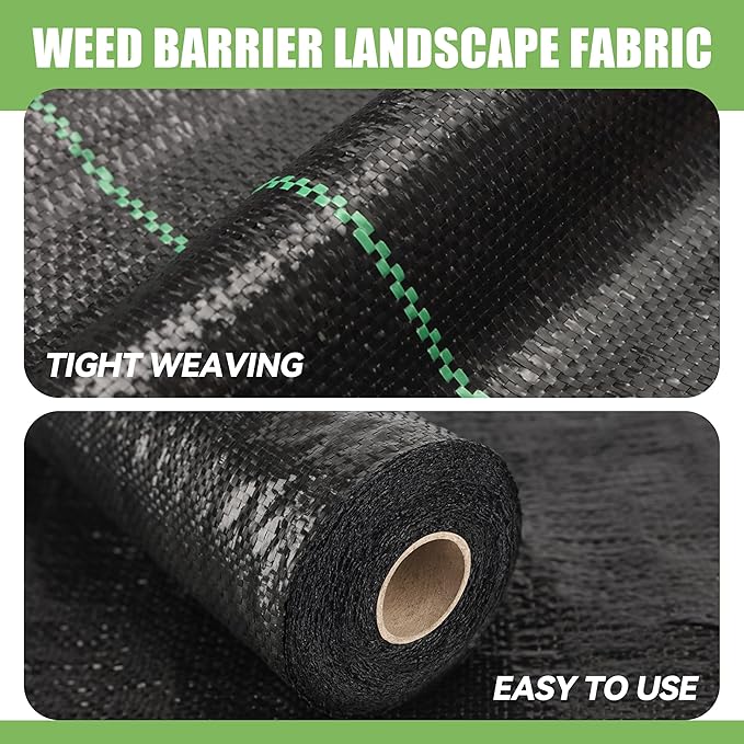 4FT x 300FT Weed Barrier Fabric Heavy Duty, 5.8oz Landscaping Fabric Woven Landscape Ground Cover for Gardens & Lawns