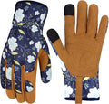 Leather Gardening Gloves for Women Thorn Proof Garden Gloves Touch Screen Working Gloves Gifts,M