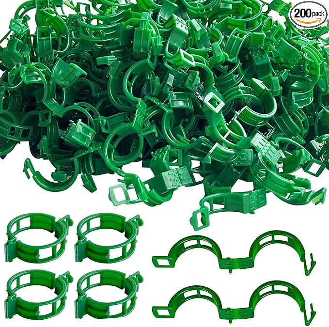 200 PCS Plant Support Clips Reusable Garden Clips, Secured Plastic Plant Clips, Tomato Support Clips for String Trellis for Climbing, Plants Flowers Stem Vine Fixing Clips (200, GREEN)