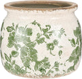 Vintage Planter Large Ceramic Plants Pot Beige Green Vintage Floral Ice Crack Cottage Scroll Vase Flower Vase Pot Indoor Plants Home Kitchen Decor Farmhouse Antique Decorative Gifts