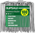 12 Inch Galvanized Landscape Staples Stakes, 25/50/100/200pcs Garden Metal Stakes for Weed Barrier Fabric, Fence Stakes, Tent Stakes, Christmas Decorations (100pcs)