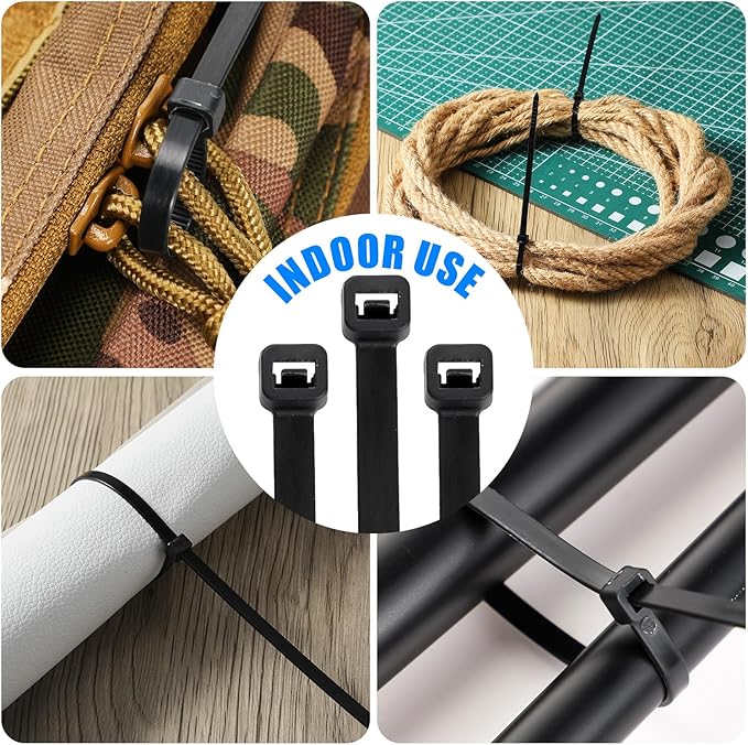 3000 Pieces Cable Zip Ties Bulk Heavy Duty Cable Ties Nylon Tie Wraps Self Locking Wire Ties for Plants Gardening Farming Grid Wall Fence Indoor and Outdoor (4"6"8"12",Black)