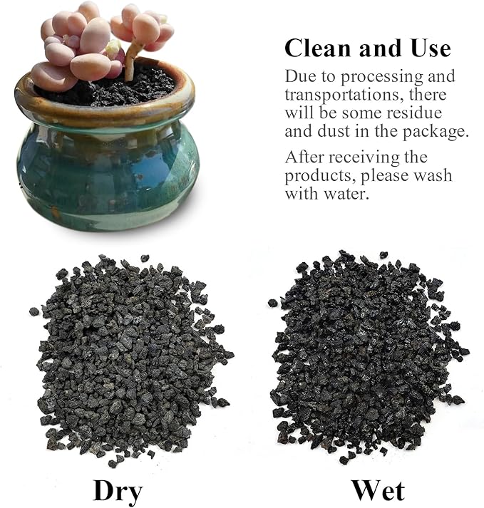 2 lbs Small Black Lava Rocks for Plants,1/4 Inch Crush Volcanic Rock Pumice Soil Additive for Succulent Aquarium Cactus Bonsai Fire Pits and Garden Landscaping