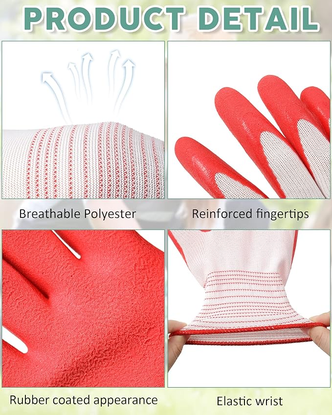 32 Pairs Garden Gloves for Women Ladies' Gardening Gloves Bulk Breathable Rubber Coated for Yard Garden Protective Work Tools Universal One Size Outdoor Indoor Protective Work with Grip