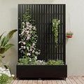 Casaphoria Metal Raised Garden Bed with Trellis and Wheels, 72"x47"x16" Planter Box for Climbing Plants, Vegetables & Vines, Features Drainage Holes and Privacy Screen (Black)