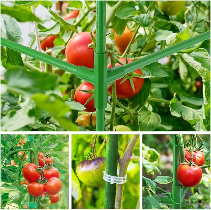 51x17x49 Inch Garden Tomato Cages with 46 Gallon Grow Bags, Square Plant Support Trellis Assembled with Planter Bags, Garden Cucumber Vegetables Frames for Vertical Climbing Plants
