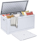DWVO 260 Gallon Double-Wall Deck Box with Divider, XXL Extra Large Resin Outdoor Storage Box, Lockable & Waterproof, Double as Seating, 1000lbs Capacity (Grayish-White)