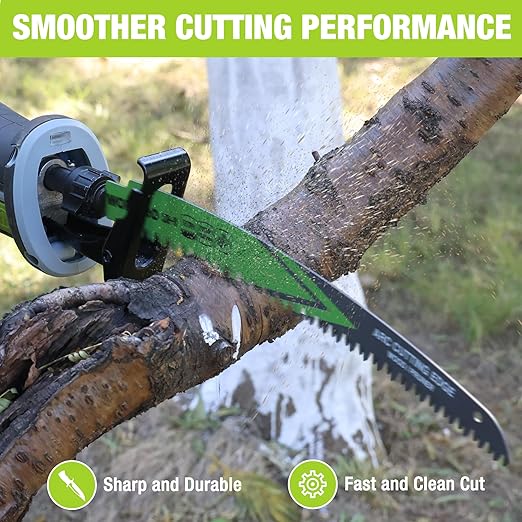 WORKPRO 12" Japanese Teeth Wood Pruning Reciprocating Saw Blades Set, Arc Cutting Edge 6TPI Pruning Saw Blades for Tree Pruning, Wood Cutting, Durable & Sharp, 3 Pack