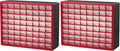 Akro-Mils 64-Drawer Plastic Drawer Storage Cabinet for Garage Organization, Bead Organizer, Building Bricks Storage, Teacher Toolbox, Makeup Organizer, 20-Inch W x 6-Inch D x 16-Inch H, 10164 Red