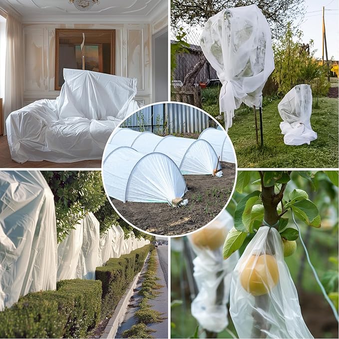 MAQIHAN Plant Cover - 6.5 ft x 13 ft Plant Covers Freeze Protection, Non-Woven Winter Freeze Protection, Reusable Floating Row Frost Blankets for Outdoor Garden, Frost Cloth for Cold Weather Snow