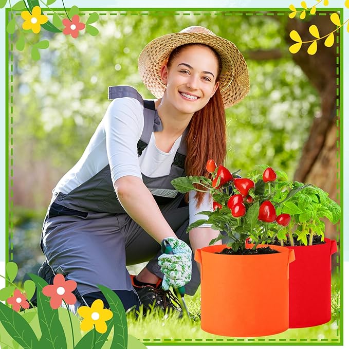 48 Pcs Multicolor Plant Grow Bags Large Grow Bags Fabric Planter Thickened Non Woven Fabric Pots with Handles for Indoor Outdoor Garden Planting Seeds Flower, 6 Colors (3 Gallon)