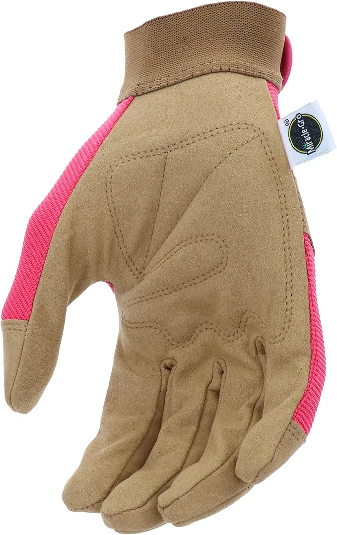 Miracle-Gro MG86205 General Utility Gloves – [Small/Medium], Synthetic Leather Padded Palm Gloves, Spandex Back, Adjustable Hook and Loop Wrist