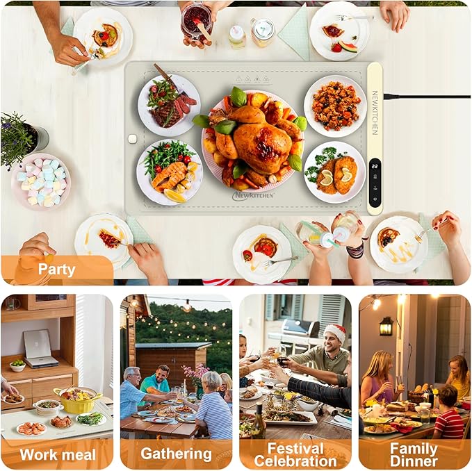 Warming Mat for Food, (XL 24"x15") Food Warming Mat for Countertop Upgrade Graphene Fast Full Surface Heating -Versatile Food Warmer for Gatherings, Parties, Everyday Use
