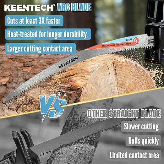 KEENTECH 15 Inch Arc-Shaped Reciprocating Saw Blades for Wood Cutting & Tree Pruning, Cr-V Steel, 6 TPI Triple-Ground Japanese Teeth for Ultra-Fast Wood Cutting, Fits Most Reciprocating Saws, 3-Pack