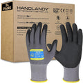 HANDLANDY 6 Pairs Safety Work Gloves with MicroFoam Nitrile Coated - Breathable Nylon Gloves with Grip for Men & Women