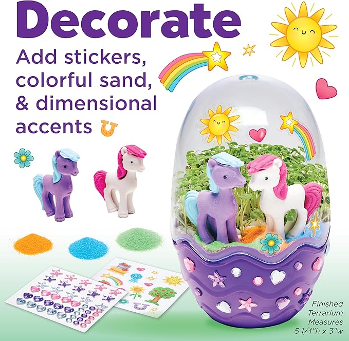 Creativity for Kids Mini Garden: Pony Terrarium Kit - Horse Gifts for Girls | Crafts for Kids and Girl Toys | Spring Crafts | Birthday Gift Ideas (Ages 6+)